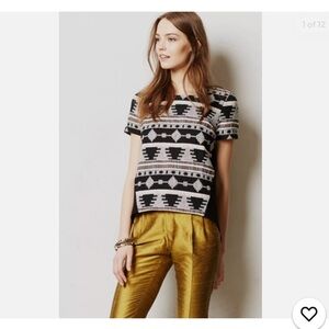 Anthropologie Sunday In Brooklyn Ellery Top  Black Aztec Tapestry